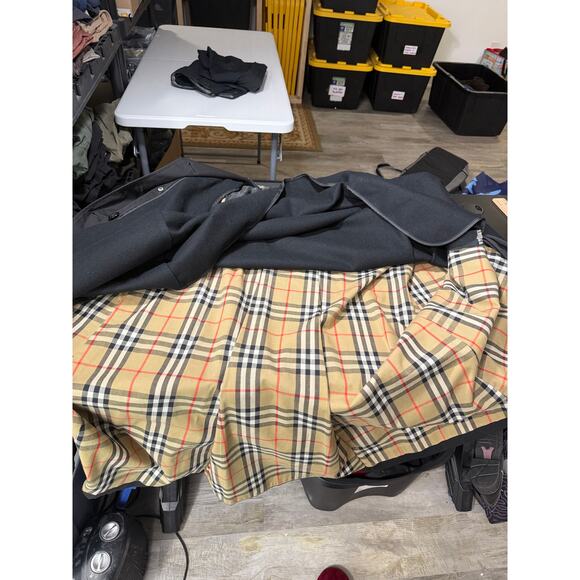 Vintage Burberrys Wool Trench Coat NovaCheck Liner Black Size 6 Long - Picture 8 of 16